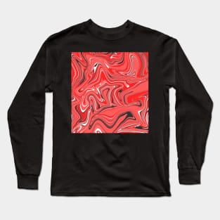 Red Liquid Marble Long Sleeve T-Shirt